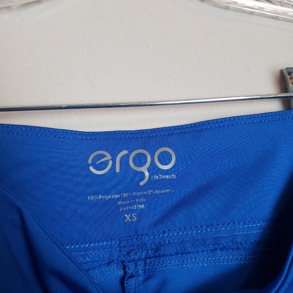 Ergo by Life Threads Royal Blue Slim Leg Scrub Pants XS Tall - Picture 7 of 8